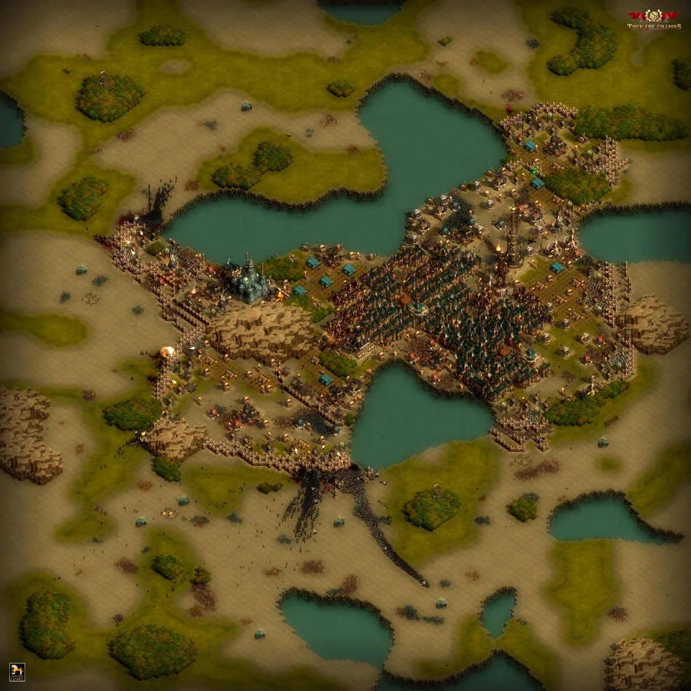 Example of map with blocked north. Swarms arriving from north will usually attack colony from west.